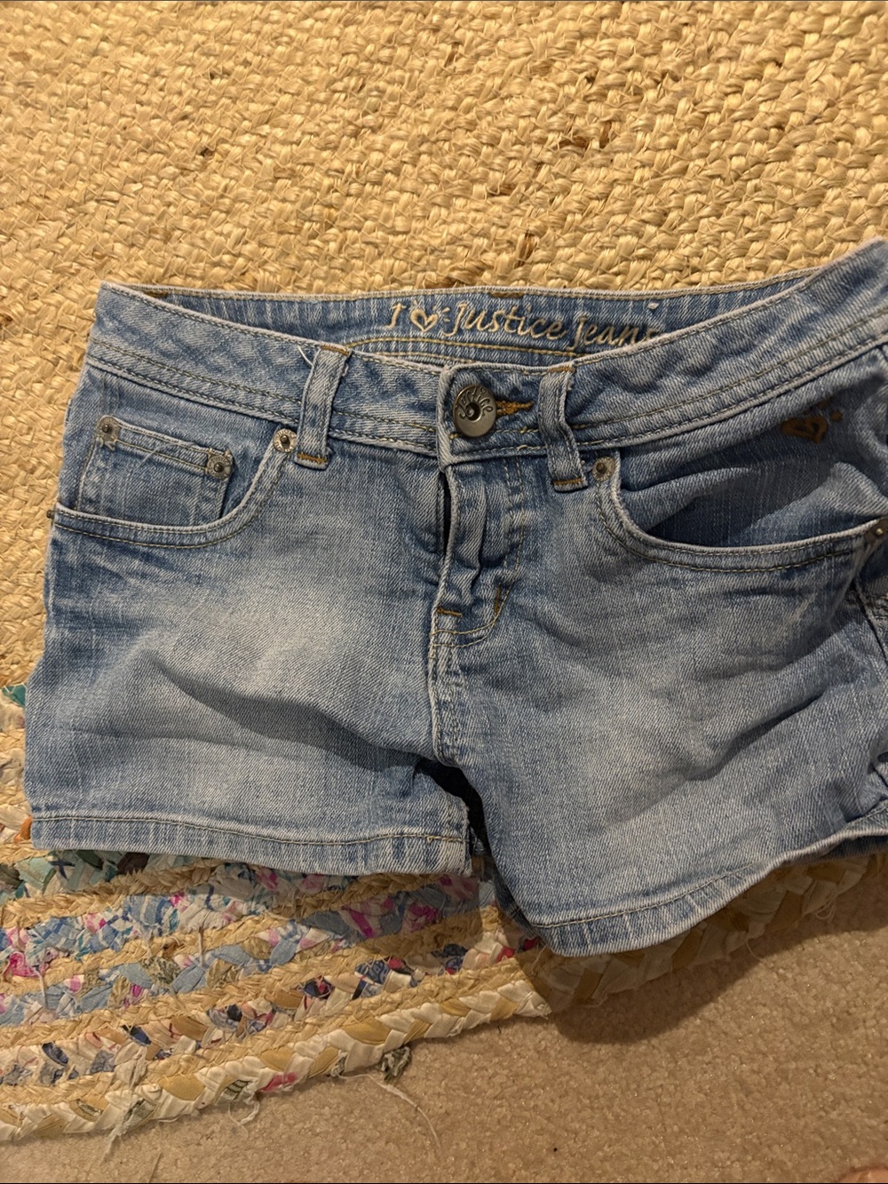 Justice Faded Light Blue Denim Shorts